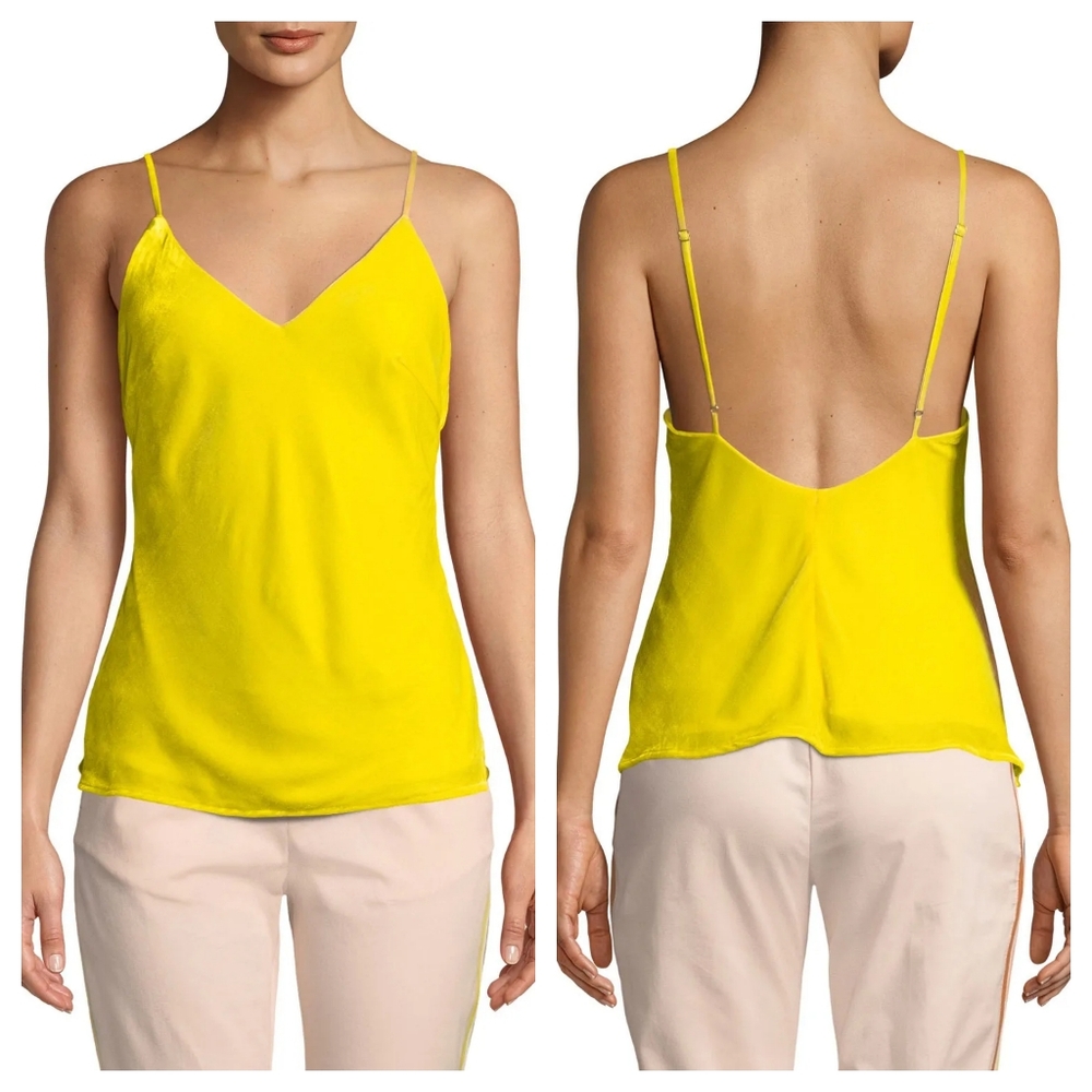 LE SUPERBE Nomad Velvet V-Neck Cami Yellow Size 6